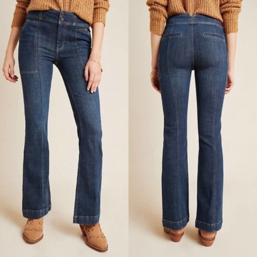 Anthro Pilcro High Rise Trouser Bootcut Jeans 25